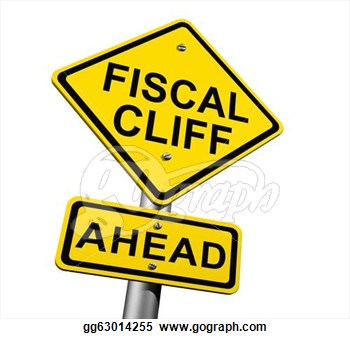 Drawing   Road Sign Indicating Fiscal Cliff Ahead  Clipart Drawing