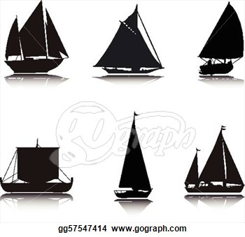 Eps Illustration   Boats Vector Silhouettes  Vector Clipart Gg57547414