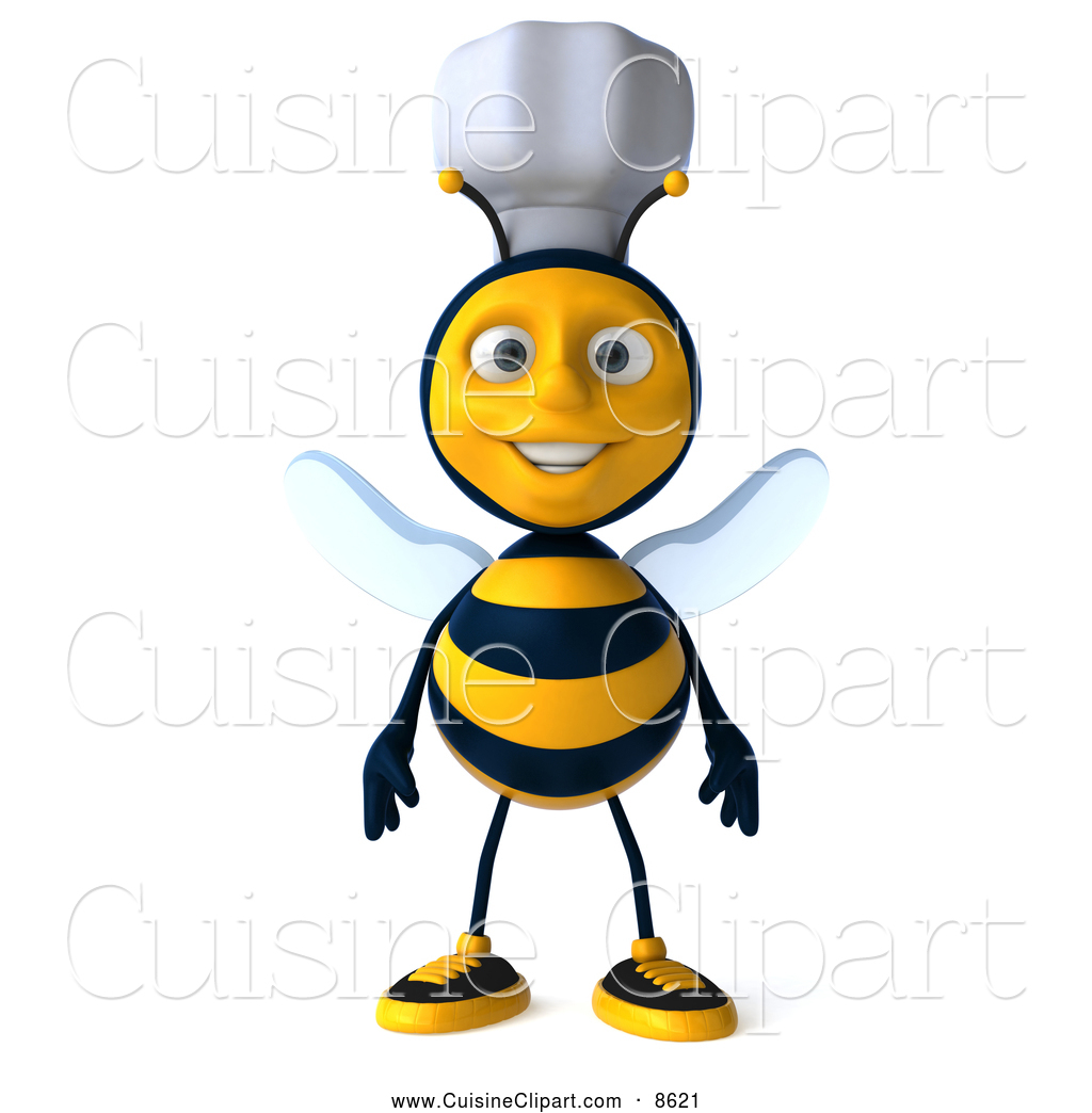 Preview  Cuisine Clipart Of A 3d Happy Chef Bee Standing By Julos