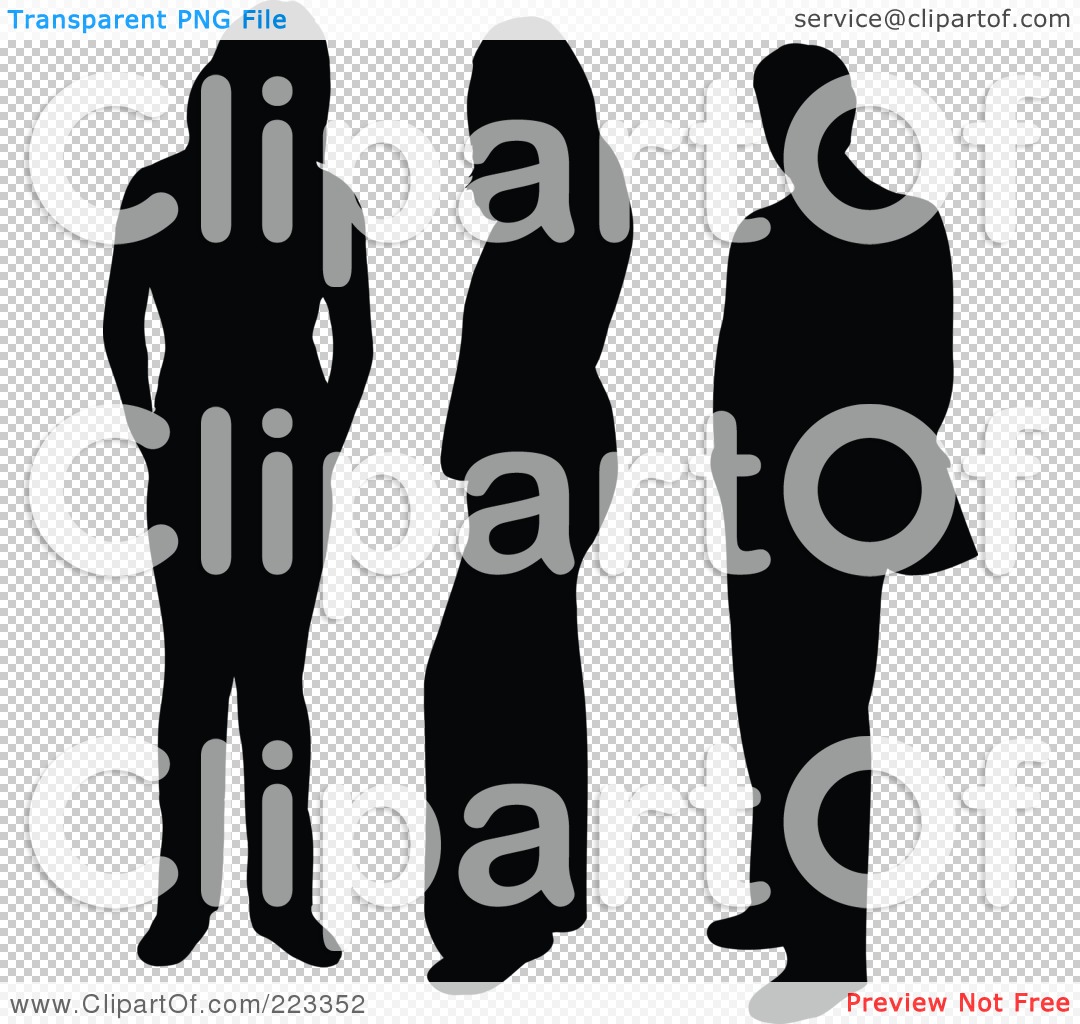 Rf  Clipart Illustration Of Silhouetted Men And Women Standing   3