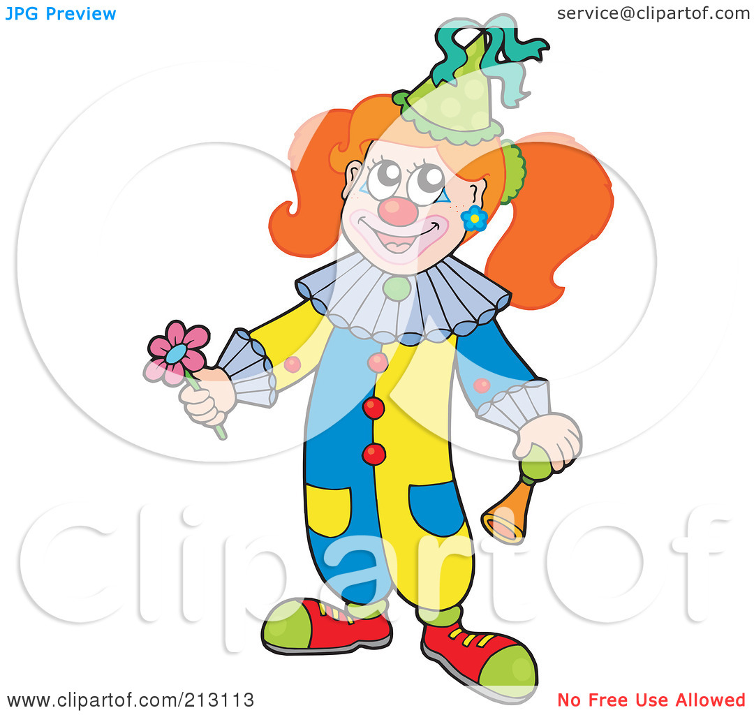 Royalty Free  Rf  Clipart Illustration Of A Female Clown Girl Holding