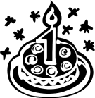 Vector Art Clip Art 1 Year Old Birthday Cake Candle Happy