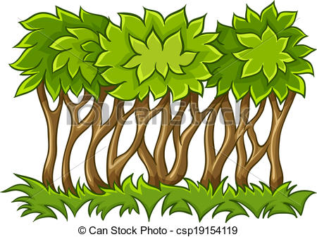 Vector   Bush With Green Leaves On Grass   Stock Illustration Royalty