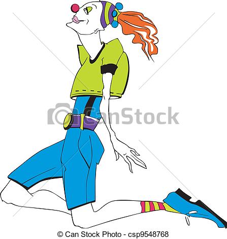 Vector Of Girl Clown   Funny Tall Girl Clown Color Vector Illustration