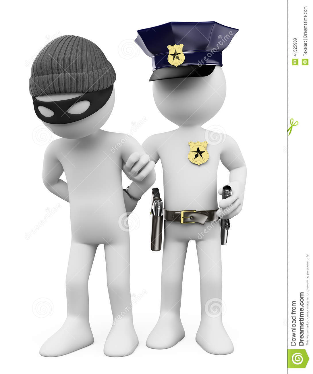 3d White People  Police And Thief Stock Illustration   Image  41525909