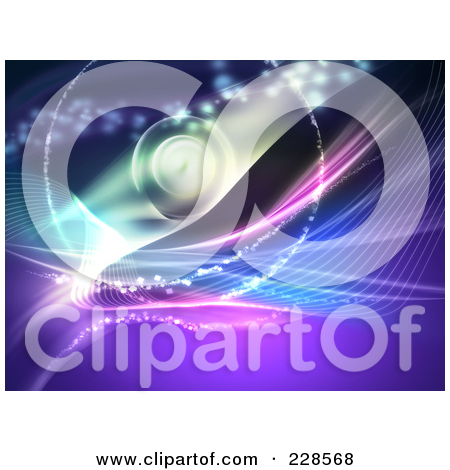 Abstract Purple And Blue Background With Wire Waves And Spar