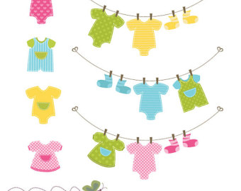 Baby Clothes Line Onesies Clipart Set Ideal For Scrapbooking