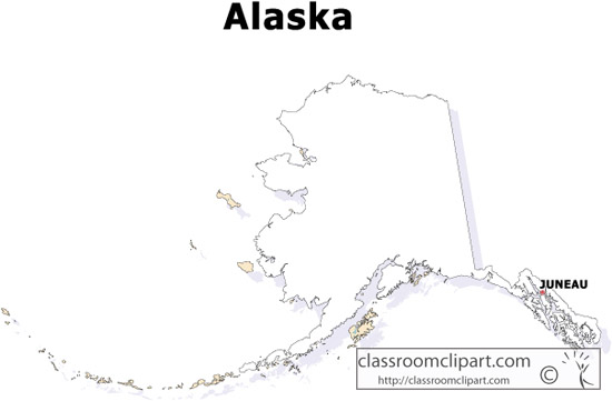 Black And White Us State Maps   Alaska Map Bw   Classroom Clipart