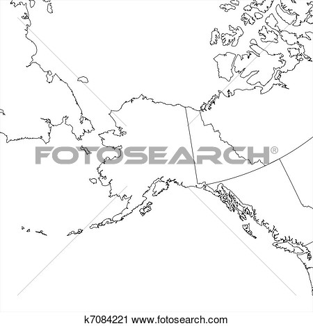 Blank Alaskan Regional Map In Orthographic Projection 