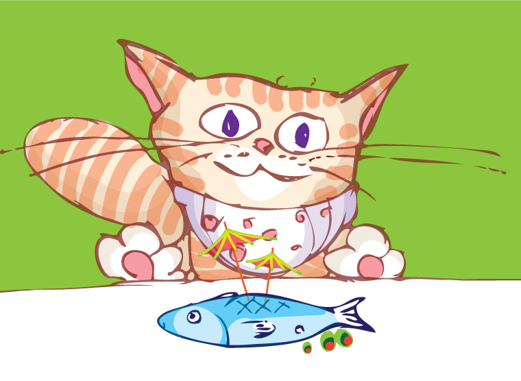 Cat Eating Clip Art Pictures