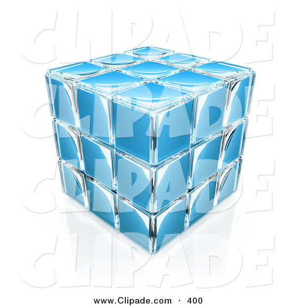 Clip Art Of A Compacted Blue Glass Puzzle Cube On White By 3pod    400
