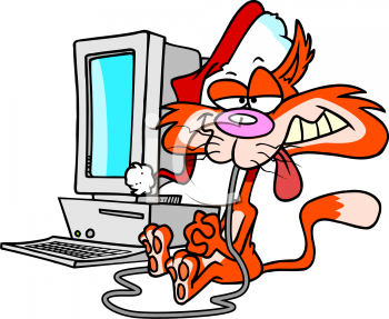 Clip Art Picture Of A Cartoon Cat Eating A Computer Mouse    