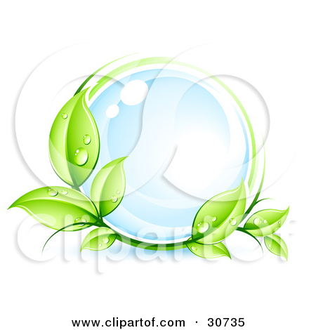 Clipart Illustration Of A Lush Green Vine With Dew Drops On The Leaves