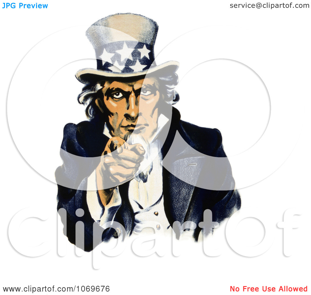 Clipart Of Navy War Recruiting Uncle Sam Pointing His Finger   Royalty