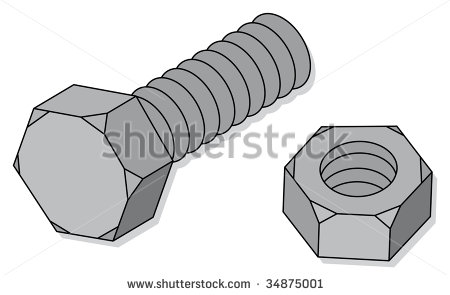Clipart Style Cartoon Of A Nut And Bolt Stock Photo 34875001    
