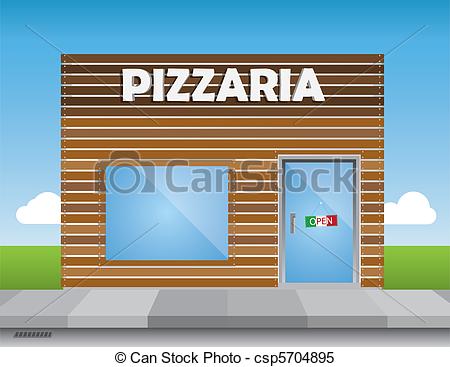 Clipart Vector Of Shop Front   Shop Front Pizza Place Illustration