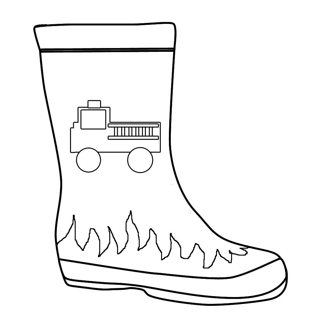 Fire Engine With Fire Boot Outline For Colouring In