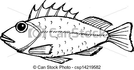 Hand Drawn Cartoon Sketch Illustration Of Rockfish