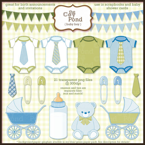 Instant Download Baby Boy Clip Art    Clipart Blue Green Bunting