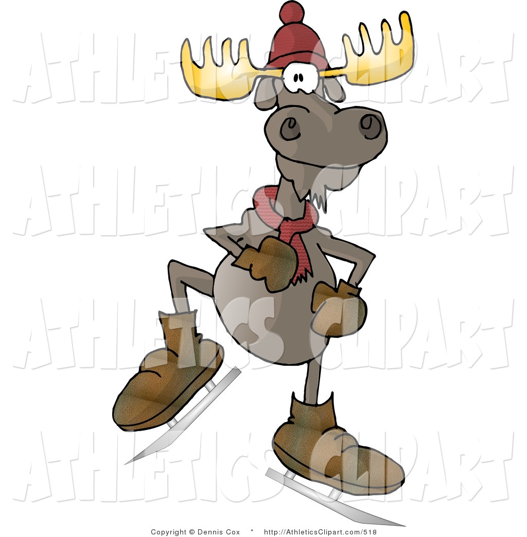 Of A Happy Go Lucky Ice Skating Bull Moose With Antlers By Dennis Cox