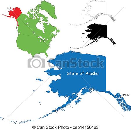 Of Alaska Map   State Of Alaska Usa Csp14150463   Search Clipart    