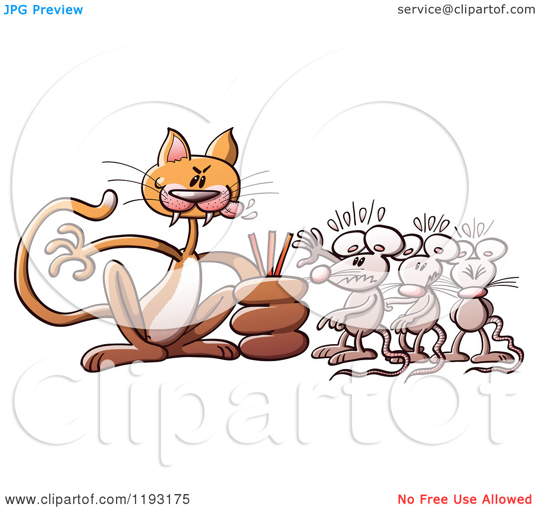 Royalty Free Cat Eating Mouse Clipart Illustrations Vector Pictures