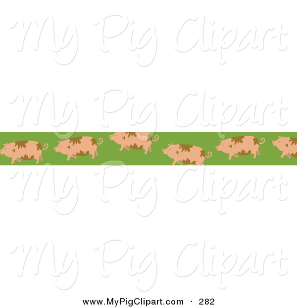 Swine Clipart Of A Border Of Dirty Pigs On A Green Border By Prawny