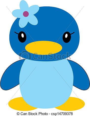 Vector   Blue Duck Wearing Tape Flowers   Stock Illustration Royalty