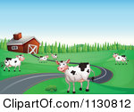 Western Barn With Chickens And Goats   Royalty Free Vector Clipart    