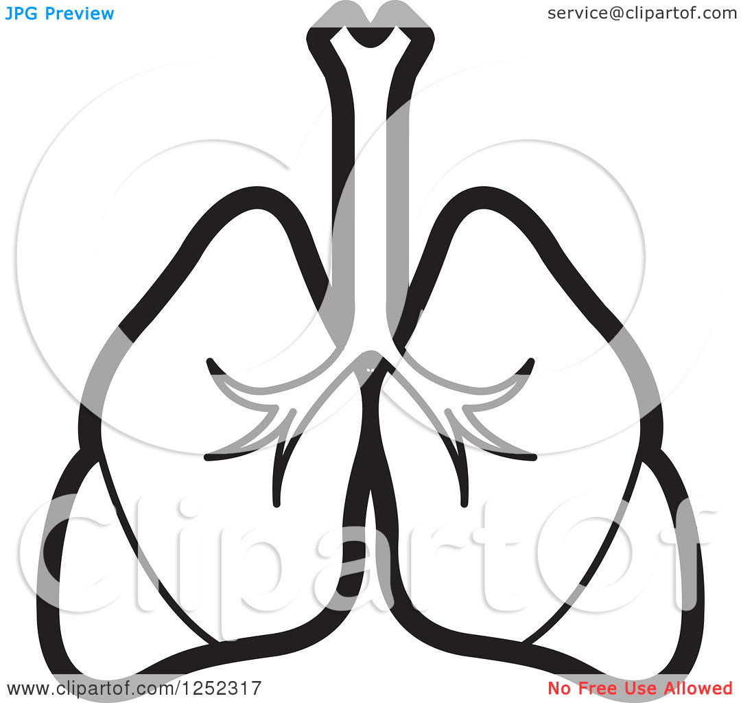 Clipart Of Black And White Lungs   Royalty Free Vector Illustration By