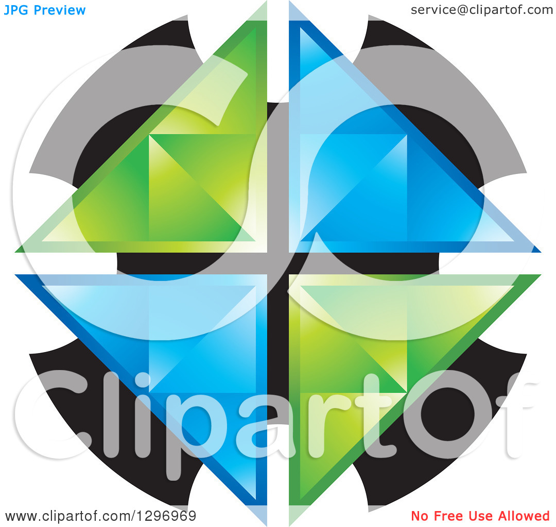 Clipart Of Green And Sapphire Triangular Gems Over Black   Royalty    