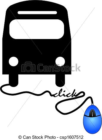 Concept Of Ordering A Bus Ticket Online   Bus Connected To Computer    