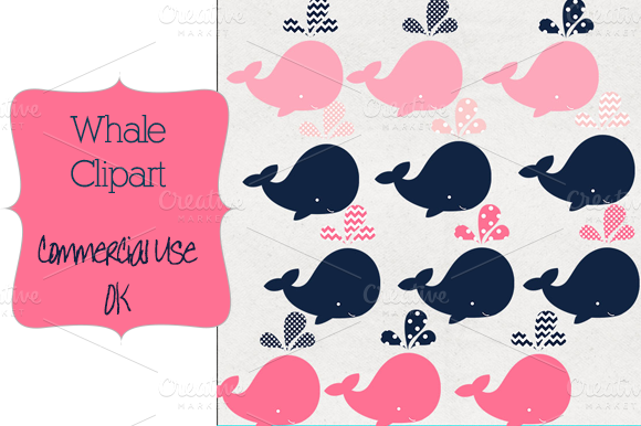 Creativemarket Whale Clipart Navy And Pink 4920 12 Whales Clipart In