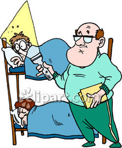 Dad Checking On Sleeping Boys   Royalty Free Clipart Picture