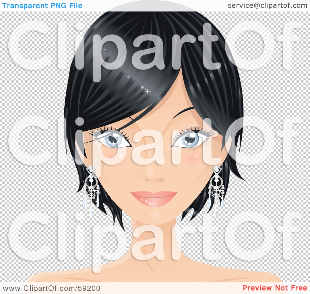Free  Rf  Clipart Illustration Of A Pretty Woman With Short Black Hair