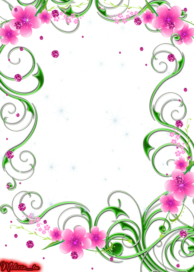 Green Swirls With Pink Flowers And Gems Png By Melissa Tm On    