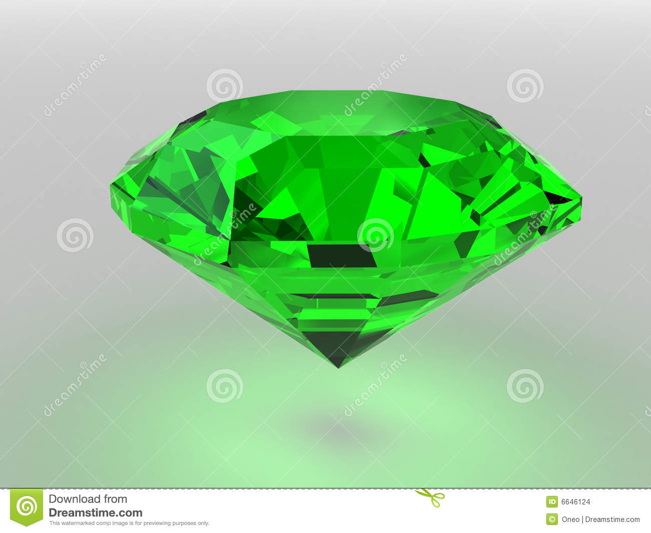 Large Green Gemstone Reflecting On Studio Background
