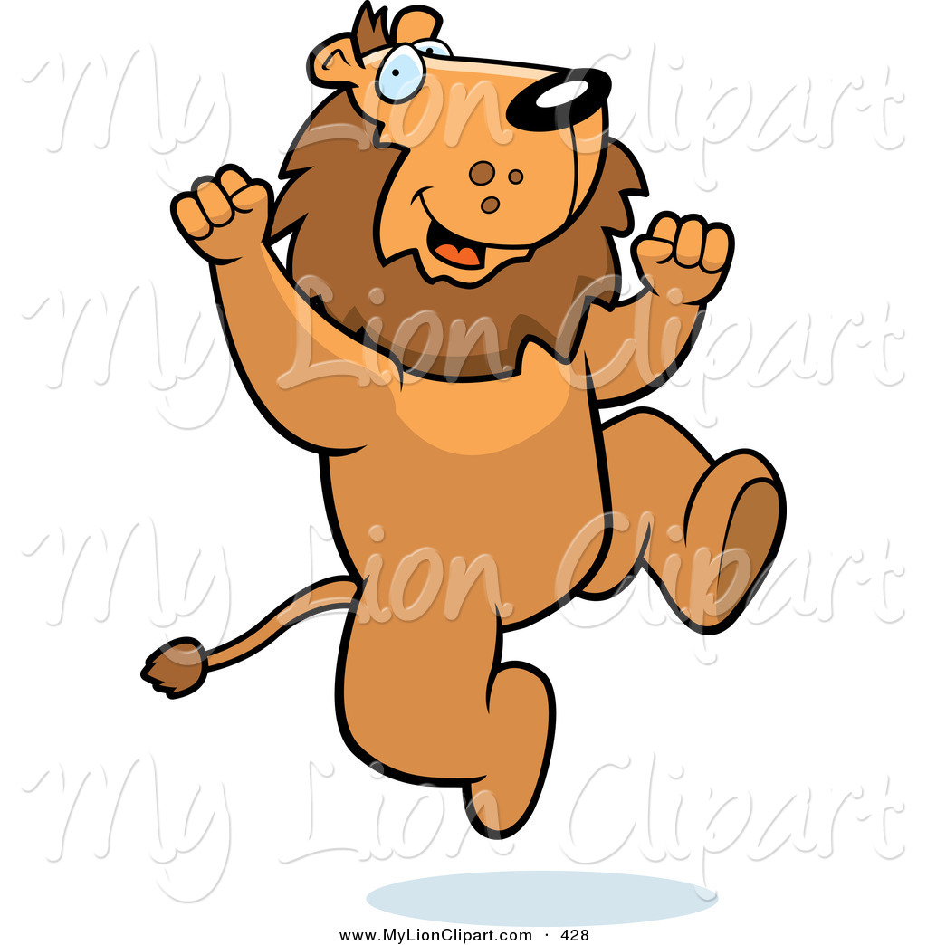 Larger Preview  Clipart Of An Excited Lion Jumping Up And Down By Cory    