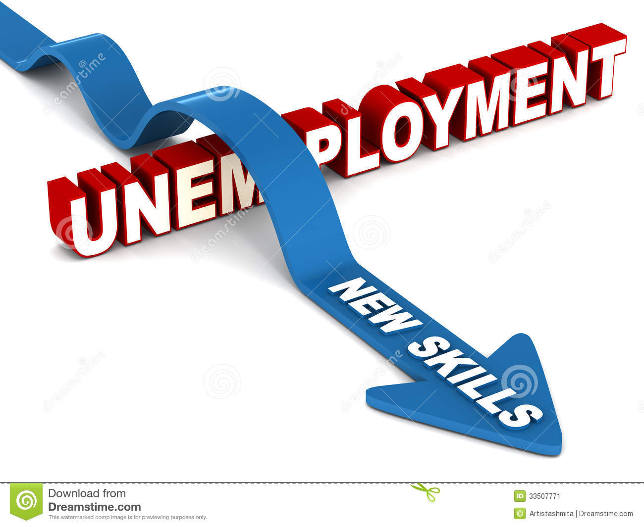 New Skills Overcome Unemployment Concept Gaining New Skill Set To