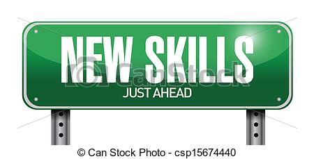 New Skills Road Sign Illustration Design Over A White Background