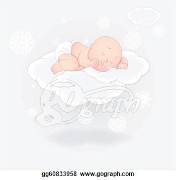 Of Cute Baby Sleeping On Cloud  Stock Clipart Illustration Gg60833958