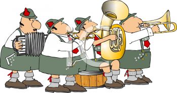 Polka Band Wearing Lederhosen   Royalty Free Clip Art Image