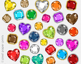 Rainbow Gems Clipart   Digital Clip Art   Personal And Commercial Use