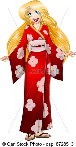 Red Kimono   Vector Illustration Of A    Csp18728513   Search Clipart