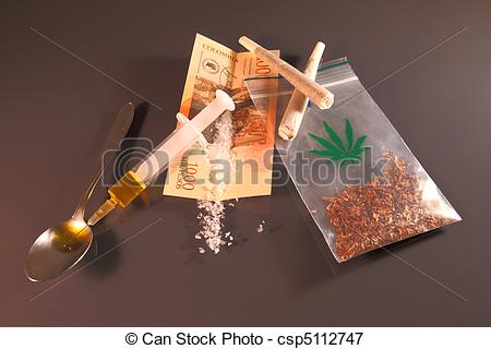 Spoon  Heroin  White Crystals  Crack Cocaine  And Joint  Cannabis