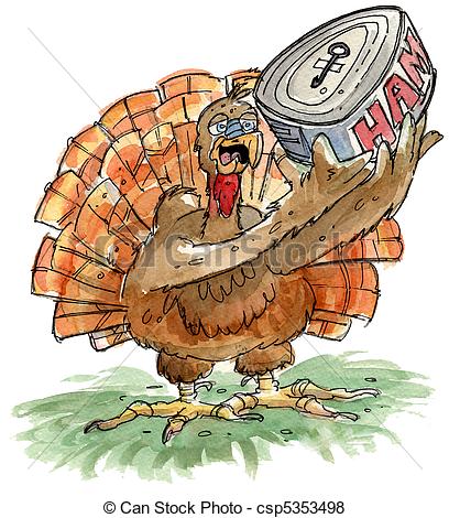 Stock Illustration Of Turkey Ham   A Turkey Holding A Canned Ham