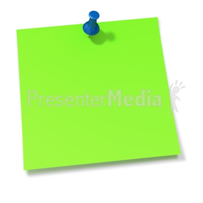 Thumbtack In Green Sticky Note   Signs And Symbols   Great Clipart For    
