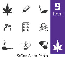 Vector Black Drugs Icons Set Vectors Illustration