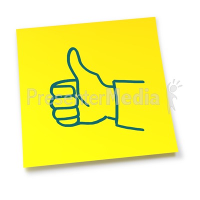 Yellow Sticky Note Thumbs Up   Signs And Symbols   Great Clipart For