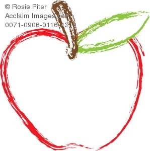 Apple With A Brown Stem And Green Leaf   Royalty Free Clipart Image
